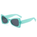 Cat eye oversized sunglasses with mint green transparent frames and dark grey lenses - Blue Frame Grey Lens