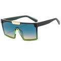 Lunettes de soleil carrées noires avec pont doré et verres dégradés bleu et vert - Monture Noir Vert Verres Gris Jaune