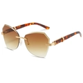 Frameless geometric sunglasses with brown gradient lenses and tortoiseshell temples - Leopard Legs Tea Lens