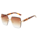 Rimless square sunglasses with brown gradient lenses and gold tortoiseshell frames - Tortoise Legs Double Brown Lens