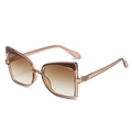 Women's cat eye sunglasses with brown geometric frames and gradient tinted lenses - Transparent Tea Frame Tea Lens