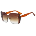 Modern semi-rimless sunglasses with brown gradient lenses and amber tortoiseshell temples - Tea Frame Tea Lens