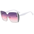 Fashion oversized rimless sunglasses with purple gradient lenses and white temples - White Frame Grey Pink Lens