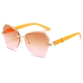Fashion rimless sunglasses with pink gradient lenses and bright yellow temples - Orange Temple Tea Pink Lens