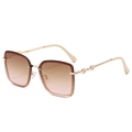 Chic rimless oversized square sunglasses with gradient brown lenses and gold frames - Gold Frame Tea Pink Gradient Lens