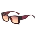 Lunettes de soleil carrées modernes avec monture bordeaux et verres dégradés orange - Monture Thé Brun Verres Jaune Thé