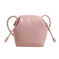 Minimalist light pink crossbody bag with lychee texture and geometric shell shape - Pink