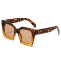 Chic tortoiseshell square frame sunglasses with brown lenses and metal dot accents - Leopard Gradient Tea Frame Champagne Lens