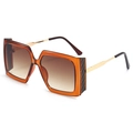 Oversized square sunglasses with orange transparent frame and brown gradient lenses - Tea Frame Tea Lens