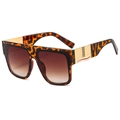 Vintage oversized square sunglasses featuring tortoise frame and gold metal temples - Tortoiseshell Frame Tea Lens