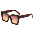 Retro burgundy square frame sunglasses with gradient orange lenses and silver rivets - Brown Tea Frame Tea Yellow Lens