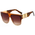 Flat top oversized square sunglasses in amber tortoiseshell and transparent frame - Brown Tea Frame Tea Lens