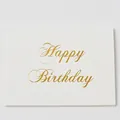 Biglietto di auguri bianco con scritta dorata Happy Birthday e busta coordinata - Tipo G-Happy Birthday (Con Busta)