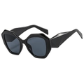 Gafas de sol geométricas negras con montura gruesa y lentes gris oscuro de moda actual - Montura Negra Lentes Gris Negro