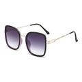 Fashionable square sunglasses with purple gradient lenses and silver metal frame - Silver Frame Black Edge Double Grey Lens