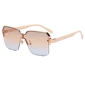 Modern rimless sunglasses with orange gradient lenses and cream plastic temples - Beige Legs Tea Blue Lens