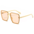 Chic oversized square cream sunglasses with stylish transparent light orange lenses - Beige Frame Champagne Lenses