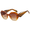 Gafas de sol geométricas de gran tamaño con montura de carey y lentes degradadas marrones - Montura Té Lente Té