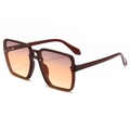 Fashion oversized square sunglasses with transparent dark burgundy frames and gradient lenses - Brown Tea Frame Grey Yellow Lens