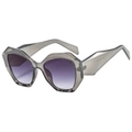 Chic polygonal grey translucent sunglasses with deep purple gradient lenses - Grey Leopard Pattern Frame Grey Lens