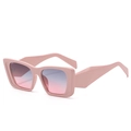Gafas de sol cuadradas rosas con lentes degradadas moradas para un look urbano moderno - Montura Rosa Lentes Rosa Gris