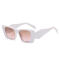 Chic white square sunglasses with trendy light pink gradient lenses and thick frame - White Frame Tea Pink Lens