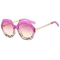 Polygonal sunglasses with purple and leopard print frame and gradient lenses - Purple Leopard Frame Gradient Purple Yellow Lens