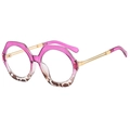 Polygonal sunglasses with purple to tortoiseshell gradient frames and gold metal temples - Purple Leopard Frame Transparent Lens