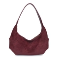Minimalistische bordeauxrote Wildleder Handtasche mit elegantem Goldreißverschluss - Rot