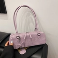 Petit sac à bandoulière lilas avec texture croco et pendentif cœur amovible - Violet Vintage