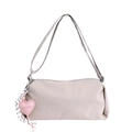 Light beige nylon canvas pillow crossbody bag with heart pendant and striped knot - Off-white