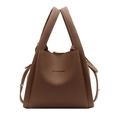 Braune Handtasche aus Leder mit Litschi-Maserung und goldenen Metallnieten-Details - Braun