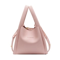 Pink lychee grain leather bucket bag with FLAMIRGO logo and gold hardware detail - Pink