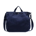 Bolso tote versátil en denim azul oscuro con correa ajustable y cierre de presión metal - Azul oscuro