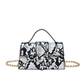 Borsa a mano alla moda con motivo a serpente e catena dorata in bianco e nero - Nero