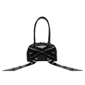 Sac à main noir brillant avec nœud à rivets et finition vernie élégante - Noir
