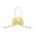 Pale yellow bow handbag with silver metal studs and long ribbons in a modern trendy style - Yellow