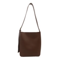 Minimalist large capacity dark brown bucket bag with smooth matte leather finish - Brown
