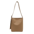 Minimalist brown bucket bag with adjustable shoulder strap and smooth matte finish - Khaki