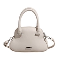 Elegante borsa a mano in pelle beige con manico e tracolla regolabile rimovibile - Bianco