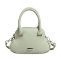 Borsa a mano minimalista verde menta con dettagli argento e tracolla regolabile - Verde