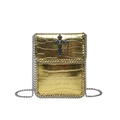 Borsa porta cellulare gotica oro coccodrillo con croce a rilievo e tracolla a catena - Oro