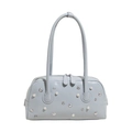 Bolso de hombro retro azul claro con perlas blancas y adornos de tachuelas de estrellas - Azul