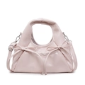 Borsa a tracolla rosa con design a pieghe e fiocchi con tracolla regolabile rimovibile - Rosa