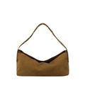 Bruine matte lederen draagtas met oogjesband en modieus retro hobo-ontwerp - Tan