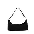 Minimalistische zwarte canvas hobo tas met zilveren oogjes op de riem voor dames - Zwart