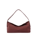 Retro burgundy tote bag with matte texture and wide shoulder strap with eyelets - Red