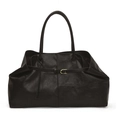 Grand sac cabas noir en cuir brillant avec boucle fer à cheval dorée pour femme - Grand / Noir