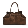 Sac cabas vintage marron foncé grande capacité en similicuir avec boucles dorées - Grand / Marron