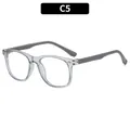 Kids' square anti-blue light glasses with transparent grey frame and silicone temple tips - Transparent Grey Frame Grey Temples